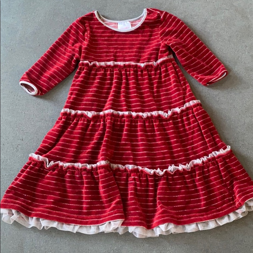 EUC Hanna Andersson Velour Twirl Dress w/ Ruffles
